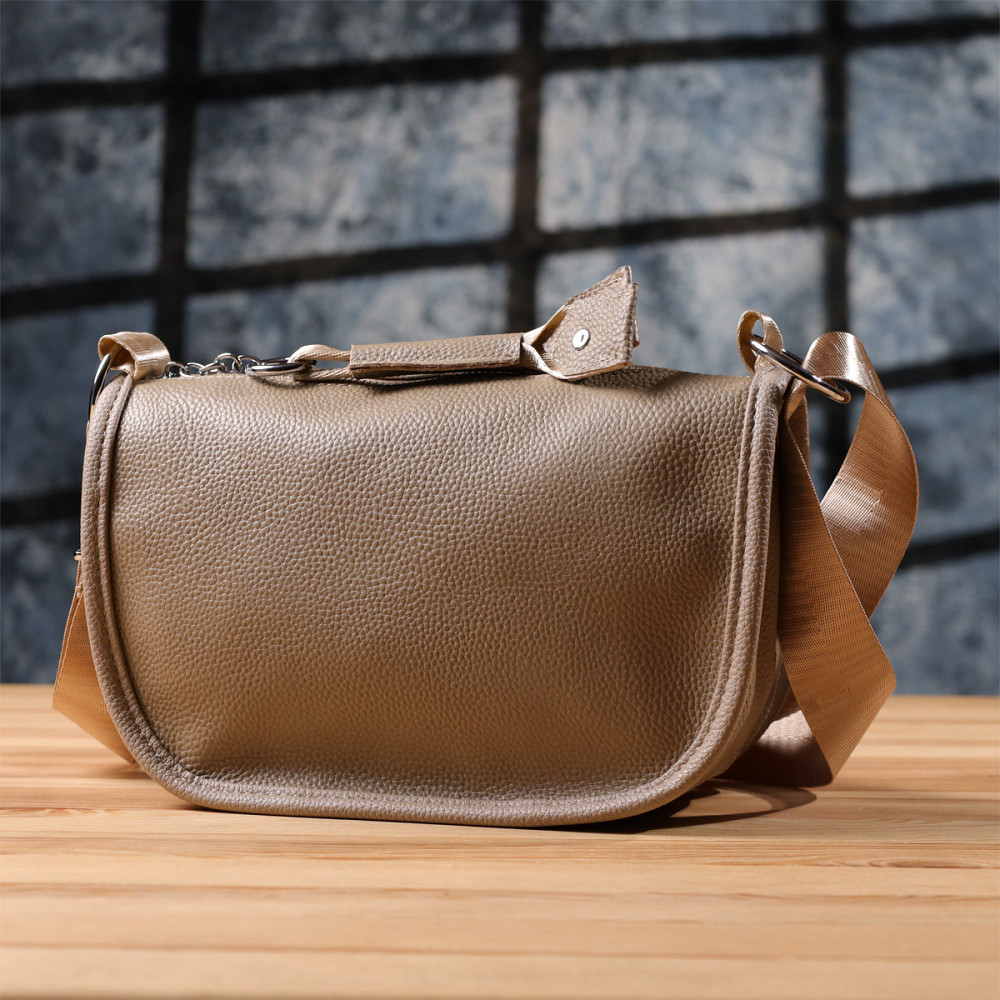 Практична напівкругла сумка для жінок з натуральної шкіри Vintage 22907 Бежевий Київ - фото 10