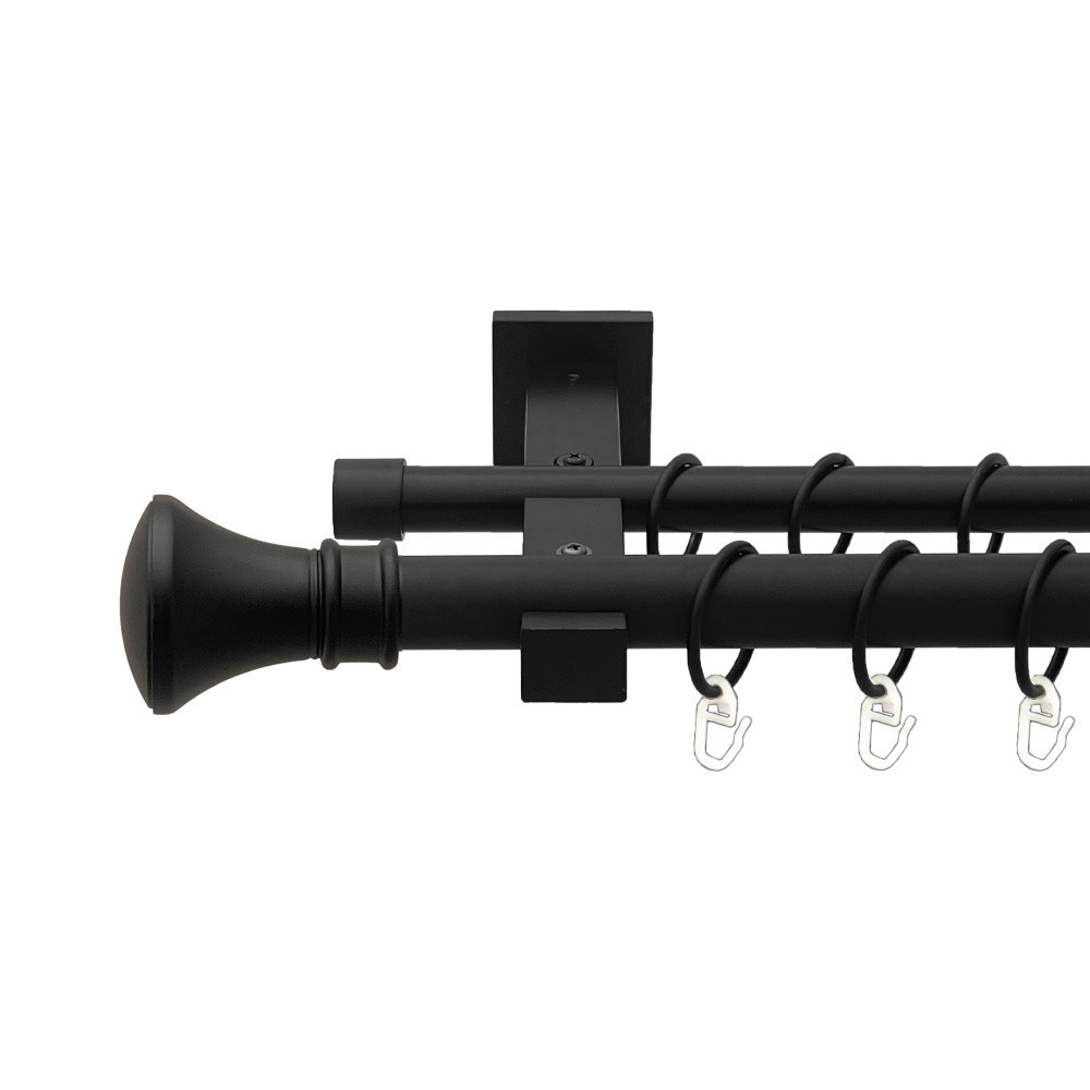 Карниз Orvit Люксор металевий дворядний техно гладка труба кільце металеве Чорний Оксамит 25\19 мм 200 см Львов - изображение 1