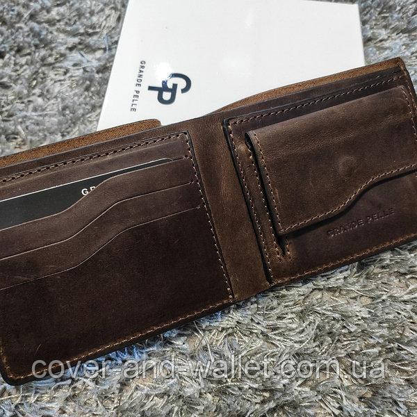 Тонкий вінтажний чоловічий гаманець без застібки Grande Pelle 506120 Київ - фото 5