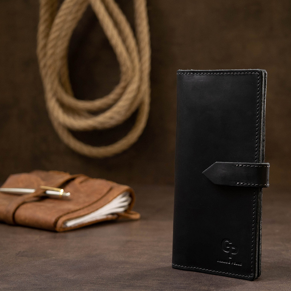 Стильное матовое мужское портмоне GRANDE PELLE 11560 Черный Киев - изображение 8