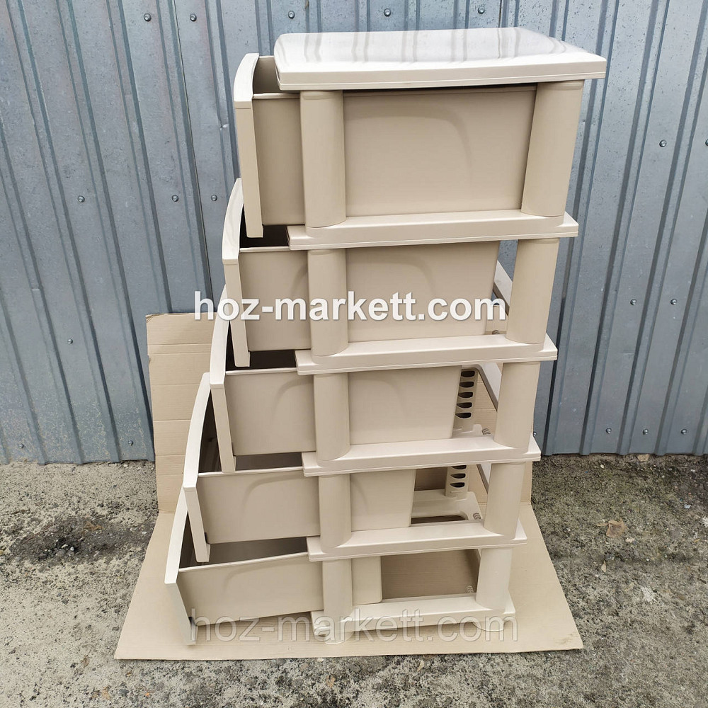 Комод пластиковый тумбочка на 5 ящиков ротанг кремовый Харьков - изображение 7