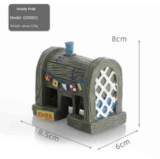 Декор для аквариума Дом Крабсбургер с мультфильма Губка Боб размер 8,5 на 8 на 6 см смола зеленый Киев