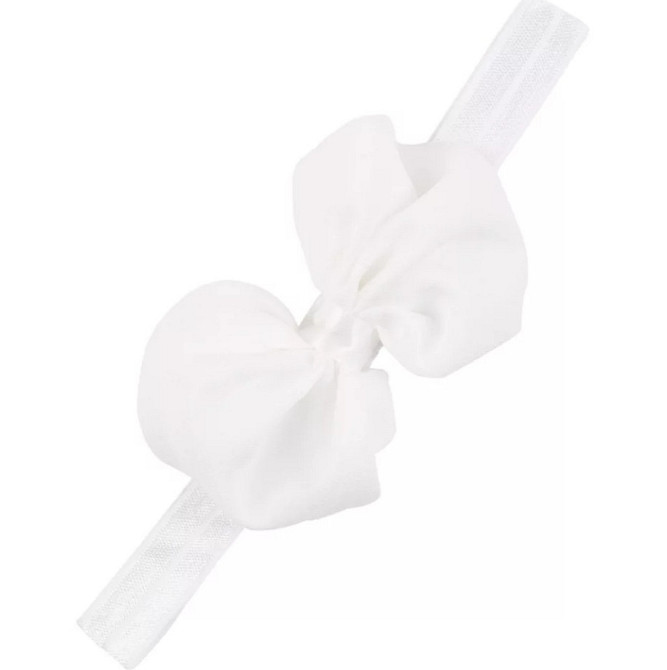 Детская повязка с шифоновым бантом one size белый Киев - изображение 2