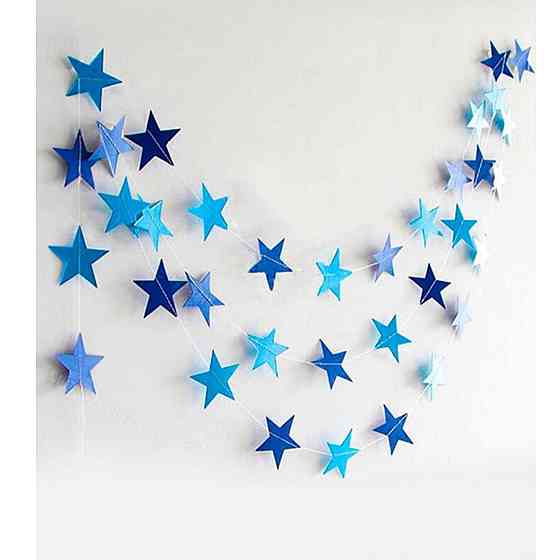 Гирлянда Звездочки на нитке 4 м на 7 см сине-голубой Киев