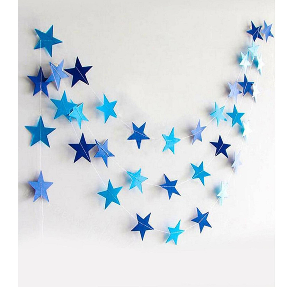 Гирлянда Звездочки на нитке 4 м на 7 см сине-голубой Киев - изображение 1