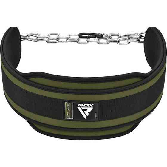 Пояс для обтяжень з ланцюгом RDX T7 Pro Dipping Belt 2 Layer  неопреновий Army Green Київ