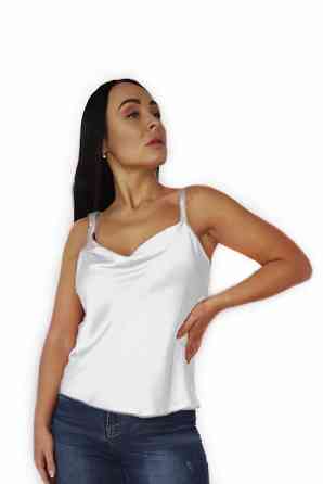 Базовая майка женская хомут шелк Белый M Харьков