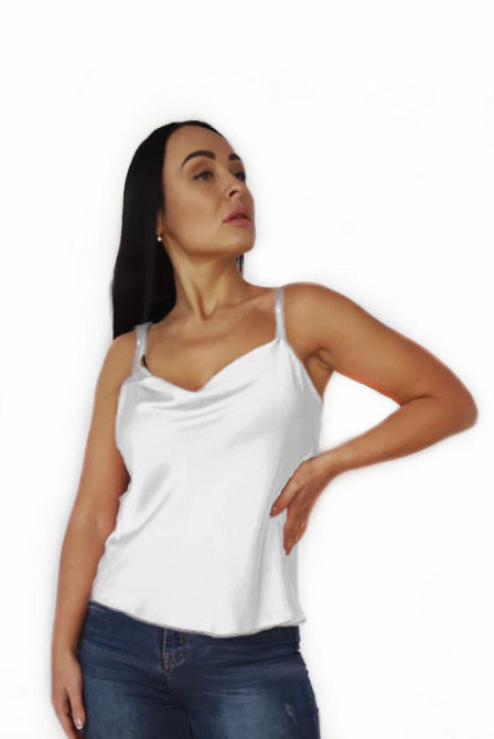 Базова майка жіноча хомут шовк Білий M Харків - фото 1