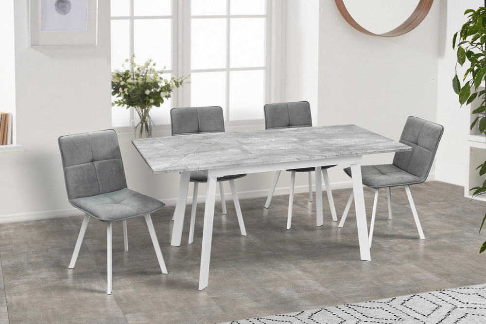 Стіл Етна 120(+40)*75 білий метал/базальт Київ - фото 1