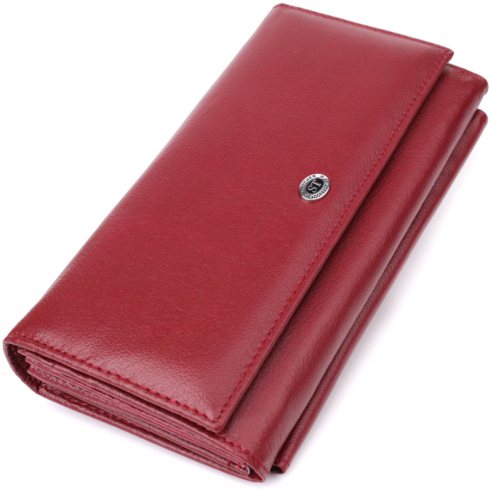 Жіночий шкіряний гаманець з кишенею для телефону бордовий (ST Leather) Київ - фото 12