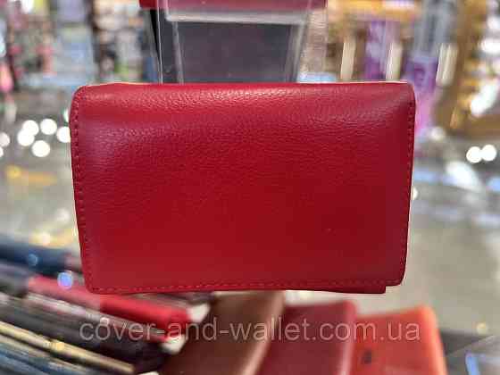 Небольшой кожаный женский кошелек красно-черного цвета на магнитах Helen Verde 1419 Киев
