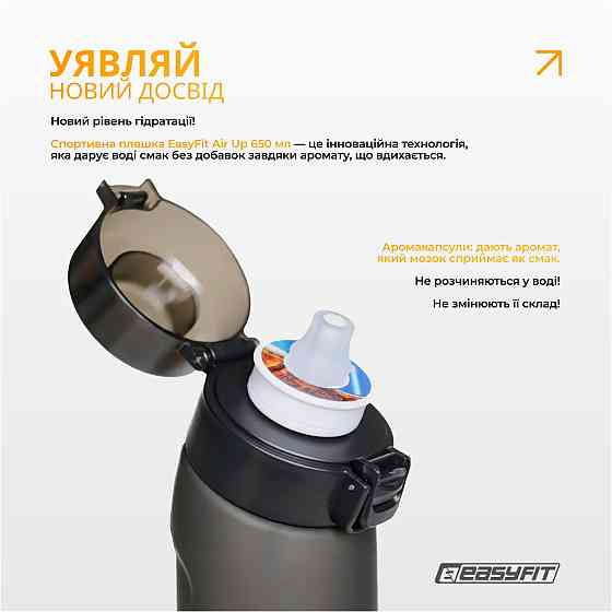 Спортивна пляшка для води зі смаками EasyFit Air Up (7 ароматизованих капсул у комплекті), 650 мл Коломия