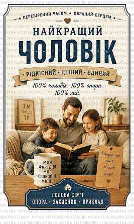 Этикетка на бутылку “Лучшему мужчине” + контрэтикетка | подарочная наклейка на вино, виски от семьи с любовью и уважением Одесса