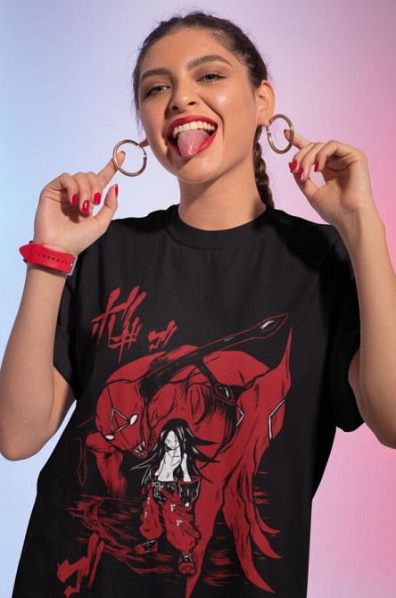 Футболка з аніме принтом Схаман Кінг Йох Асакура оверсайз (S/M/L) Чорний AnimeJ1048 Дніпро - фото 5