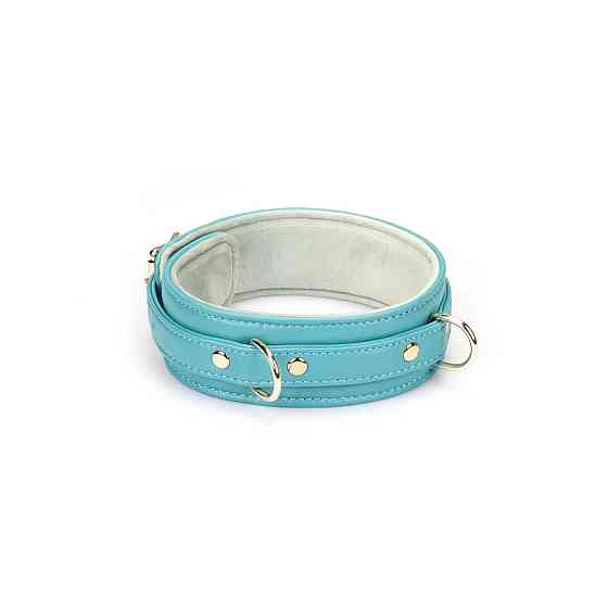 Ошейник с поводком Liebe Seele Blue Lamb Leather Collar with Velvet Lining Sex Aura Киев