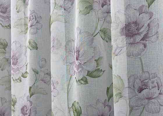 Тюль VR-Textil 1367т Flora Батист Білий з бузковий та салатовим 300х250 см (42-1057) Київ