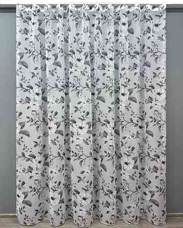 Тюль VR-Textil 1681 Flora Батист Белый с серым 300х270 см (42-0677) Киев