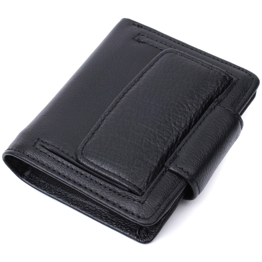 Практичний гаманець для жінок з кишенею для монет із натуральної шкіри ST Leather 22725 Чорний Київ - фото 2