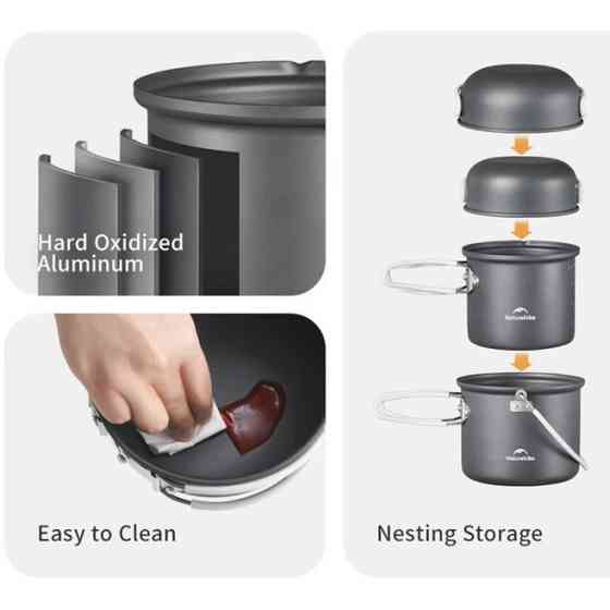 Набор посуды Naturehike NH18T018-G 2 кастрюли, 2 крышки XP-31 Львов