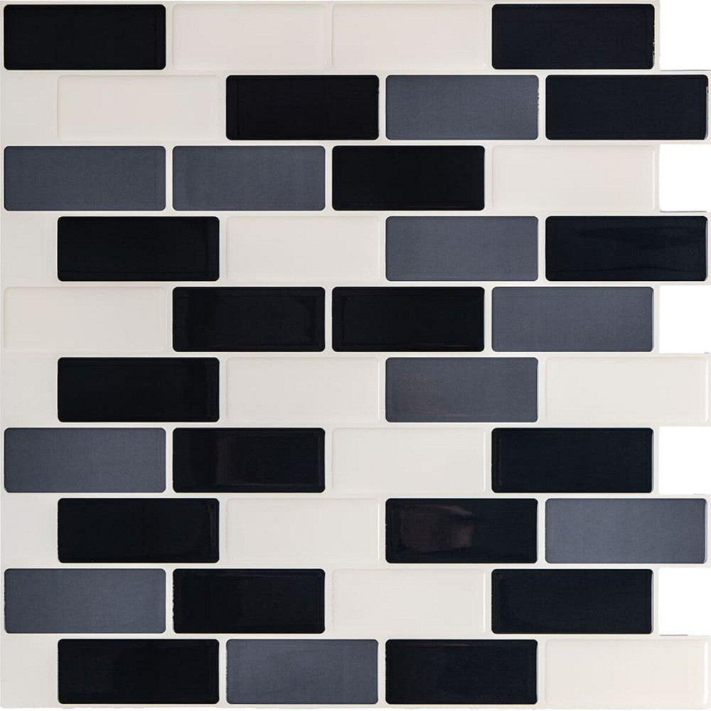 Самоклеющаяся полиуретановая плитка черный серый молочный кирпич 305х305х1мм (D) SW-00001329 Днепр - изображение 1