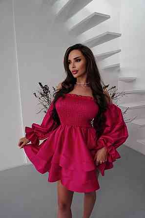 Женское привлекательное стильное праздничное платье королевский атлас Розовый Одесса