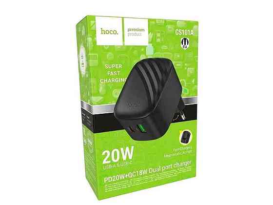 Мережевий зарядний пристрій USB CS101A 3A/1USB/PD20W/QC3.0 чорний ТМ HOCO Київ