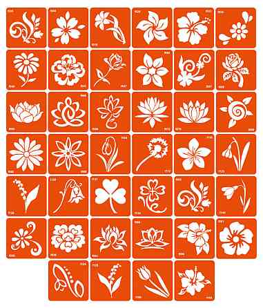 Набор трафаретов для био-тату «F - цветы» f-simple_40_1 Винница