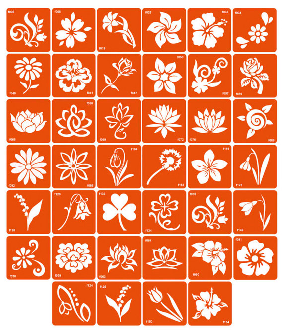 Набор трафаретов для био-тату «F - цветы» f-simple_40_1 Винница - изображение 1