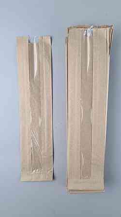 Паперові пакети крафт із прозорим віконцем 90х40х400, 40 г/м2, вікно 30 (100 шт.) Харків