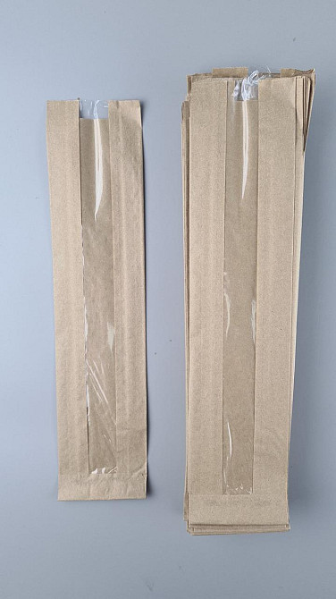 Паперові пакети крафт із прозорим віконцем 90х40х400, 40 г/м2, вікно 30 (100 шт.) Харків - фото 2