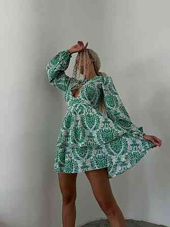 Жіноче стильне повсякденне літнє плаття софт принт Зелений, 44/46 Одеса