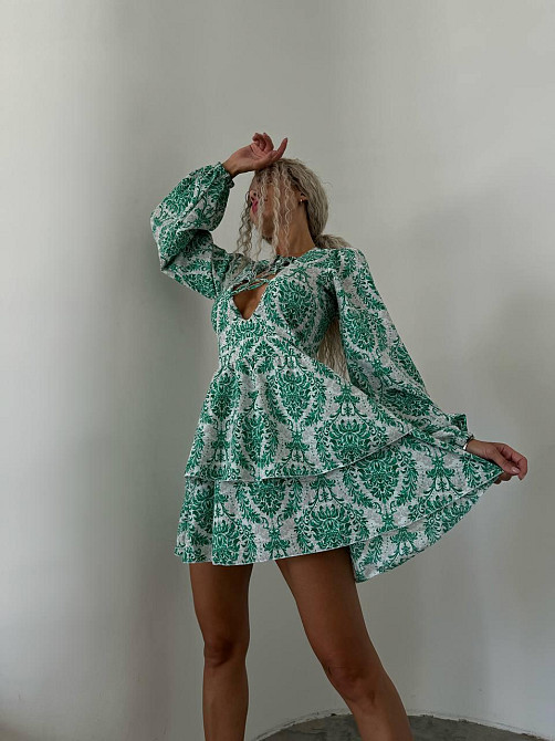 Женское стильное повседневное летнее платье софт принт Зеленый, 44/46 Одесса - изображение 4