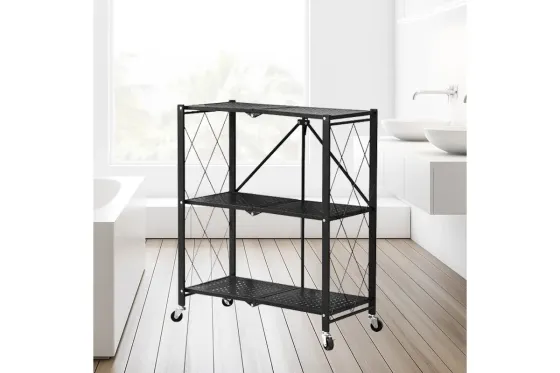 Стеллаж мобильный трехъярусный универсальный раскладной из нержавеющей стали DZD-3F Коломия