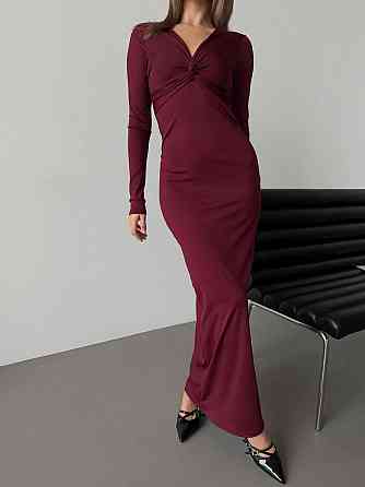 Стильне жіноче плаття максі з вирізом на грудях мікродайвінг Бордо, 42/44 Одеса
