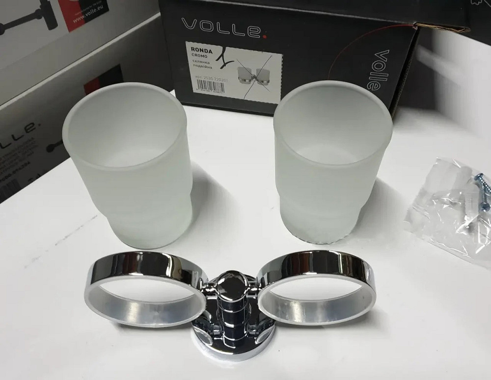 Стакан подвійний для зубних щіток VOLLE RONDA cromo хром Київ - фото 4