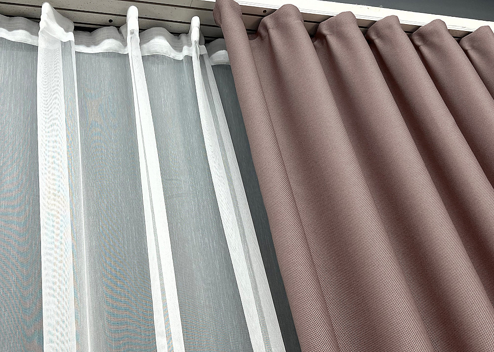 Комплект штор VR-Textil рогожка премиум TERRA LUXE 200х270 2шт и Тюль 500х270 1863ш-1704т Пудровый с белым 71-112/6 Киев - изображение 8