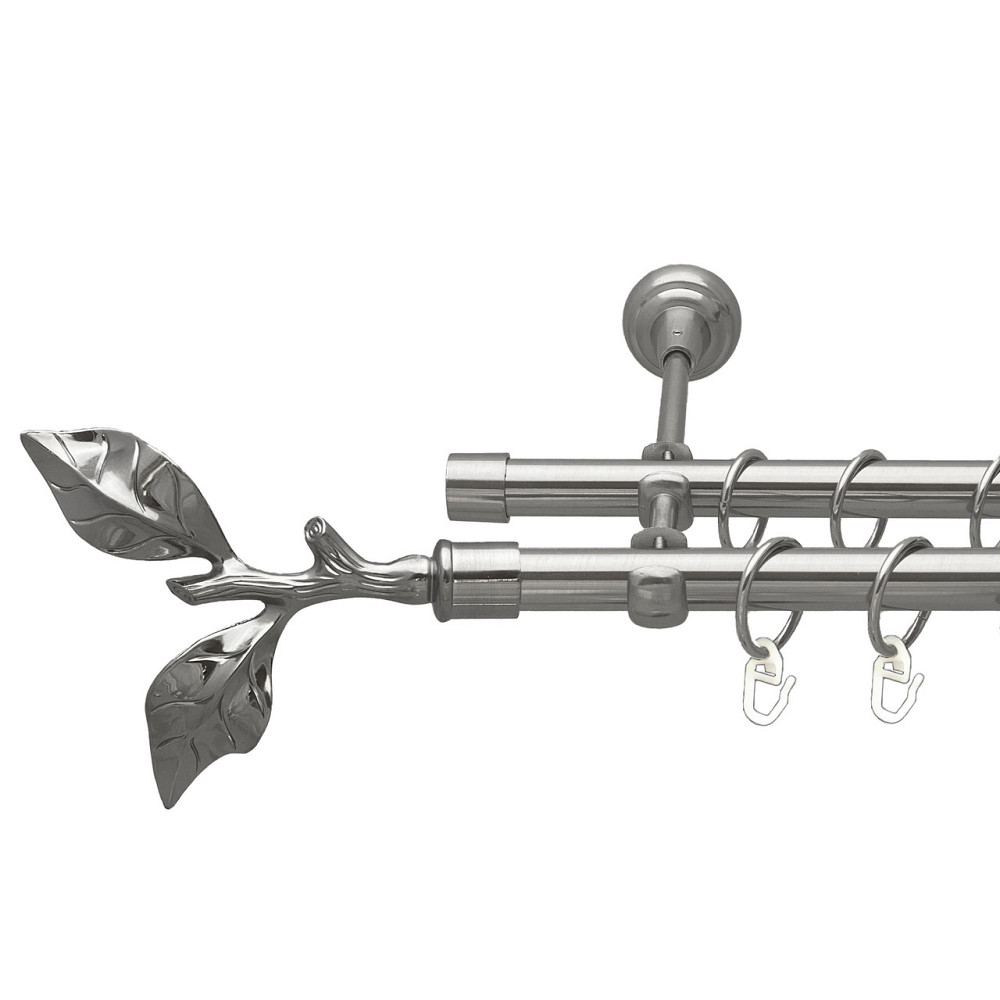 Карниз Orvit Листок Троянди металевий дворядний відкритий Нержавіюча Сталь 19\19 мм 240 см (00-00016080) Львов - изображение 1