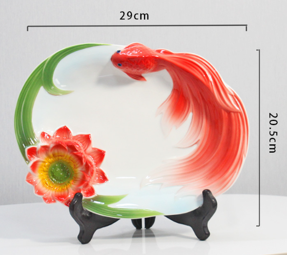 Блюдо Золотая рыбка  29 см китайский лепной костяной фарфор Соусник Лотос Кременчуг - изображение 2