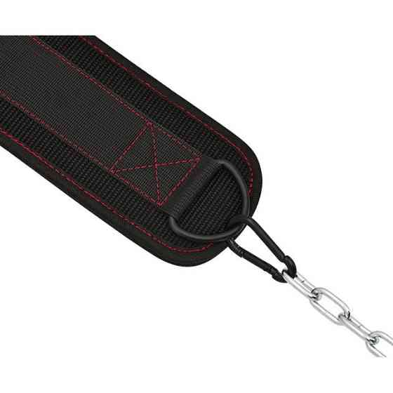 Пояс для обтяжень з цепом RDX T7 Dipping Belt 2 Layer неопреновий Black Кам'янське