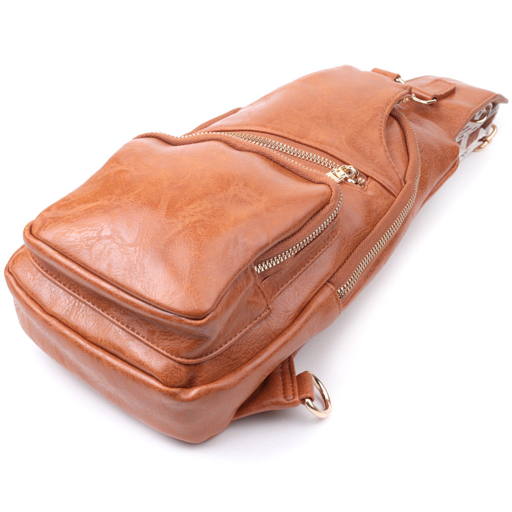 Стильна жіноча слінг сумка через плече з екошкіри Vintage 22751 Рудий Київ - фото 6