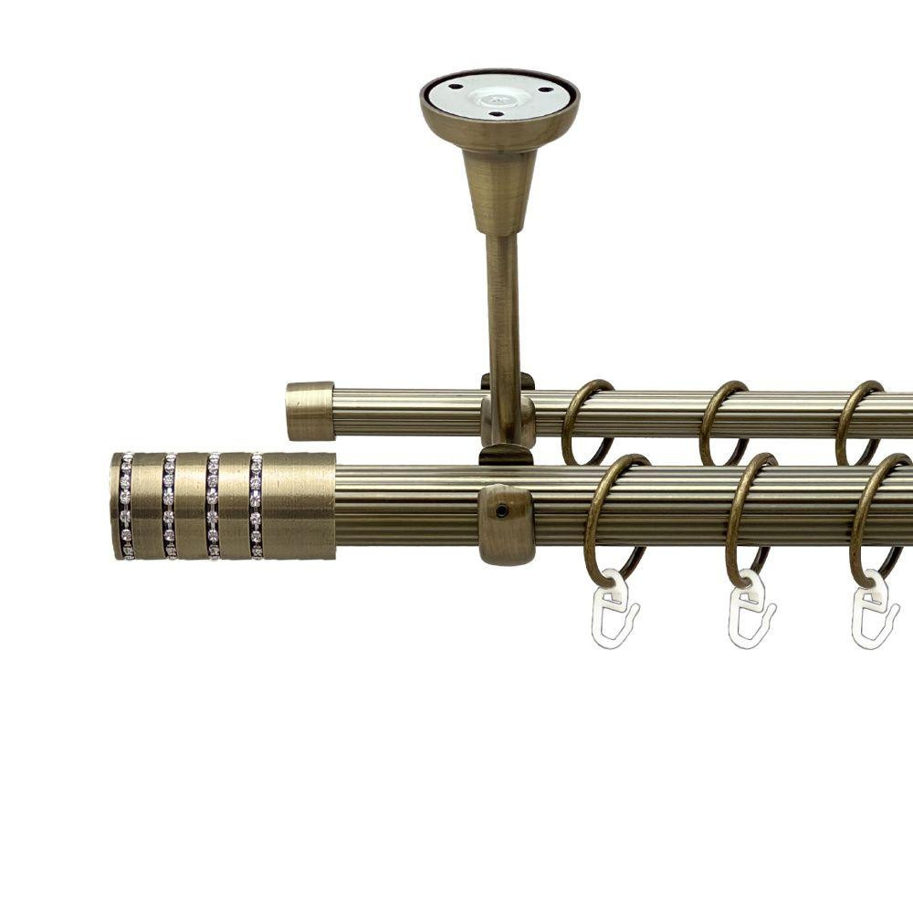 Карниз Orvit Барамелла металевий дворядний відкритий до стелі рифлена труба кільце металеве Антик 25\16 мм 300 см (00-00018712) Львів - фото 1