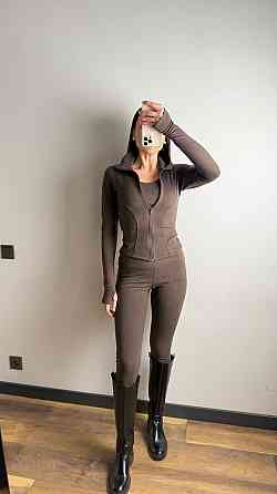 Жіночий термо костюм-трійка: кофта топ і лосини трикотаж пума Шоколадний, 44/46 Одеса