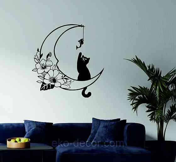 Декоративное настенное 3D Панно «Котёнок» Декор на стену с объемом 90*86 см, Черный Киев