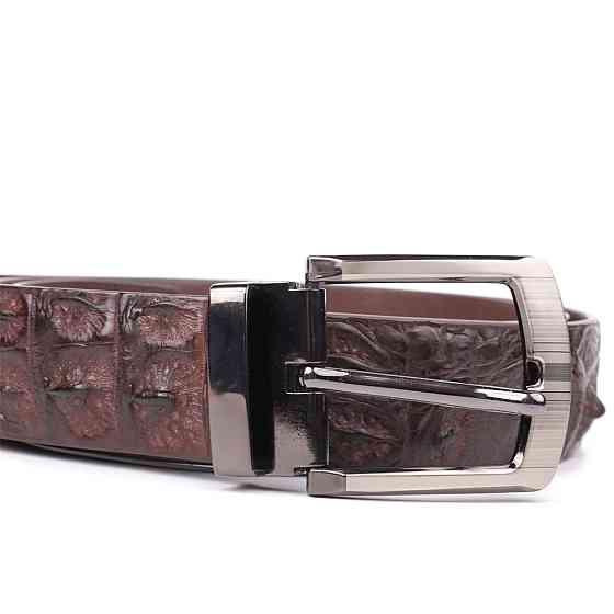 Ремінь чоловічий CROCODILE LEATHER 18178 з натуральної шкіри крокодила Коричневий Київ