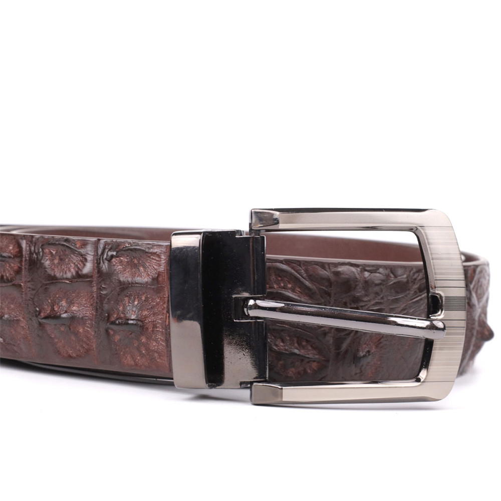 Ремінь чоловічий CROCODILE LEATHER 18178 з натуральної шкіри крокодила Коричневий Київ - фото 6