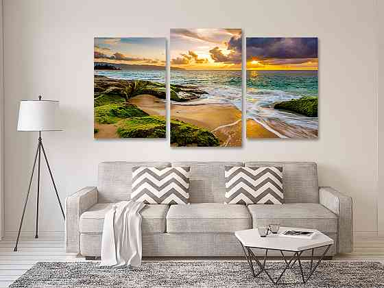 Модульна картина у вітальню/ спальню Захід Сонця Art-527_3 70x130 см Київ
