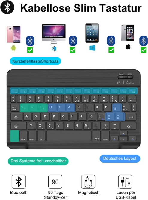Чехол клавиатура DINGRICH для iPad 9.7 (5/6/Air/Pro) | Bluetooth QWERTZ | Съемная клавиатура + держатель Apple Pencil + Sleep/Wake Киев - изображение 5