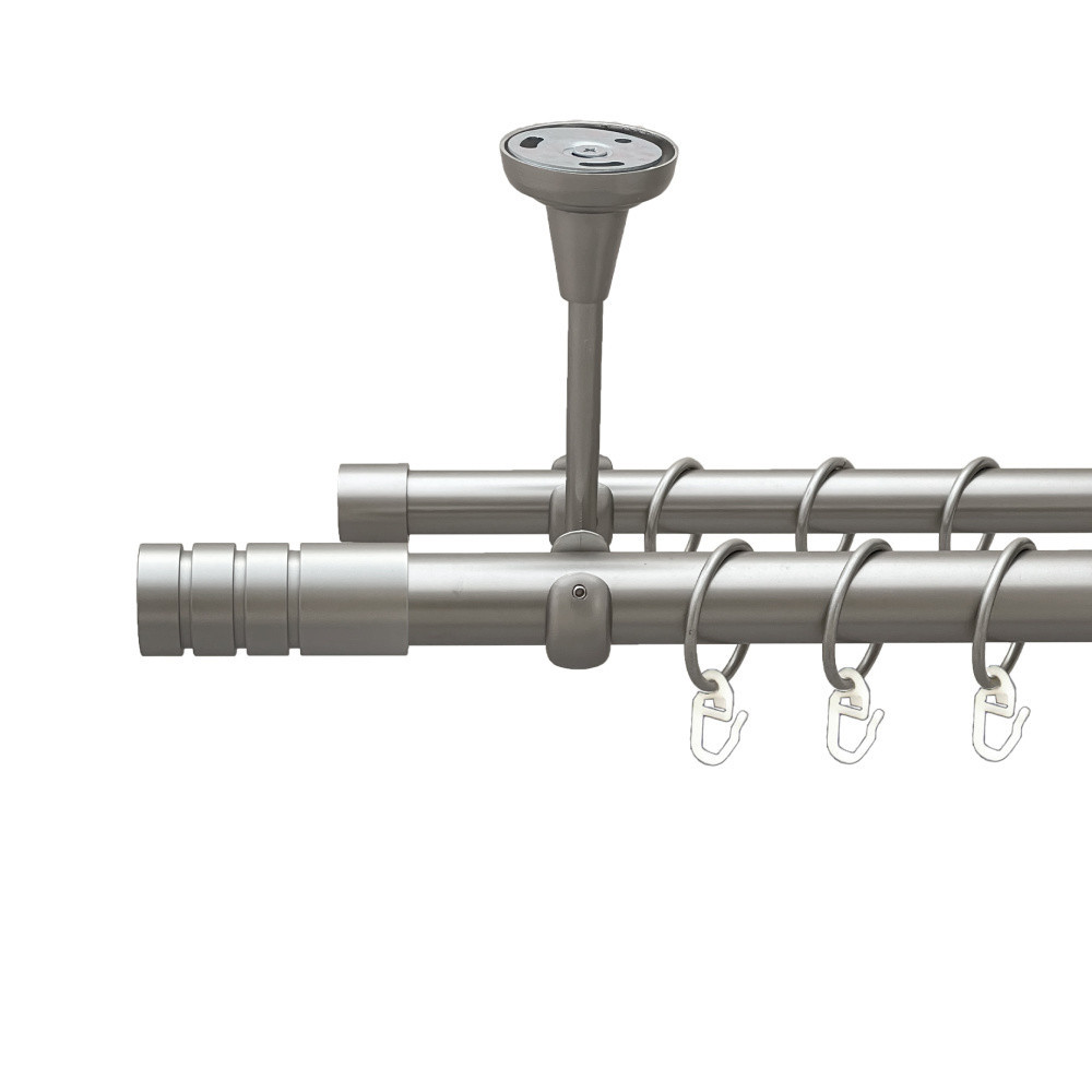Карниз Orvit Модуло металевий дворядний відкритий до стелі гладка труба кільце металеве Сатин 25\19 мм 160 см Львов - изображение 1