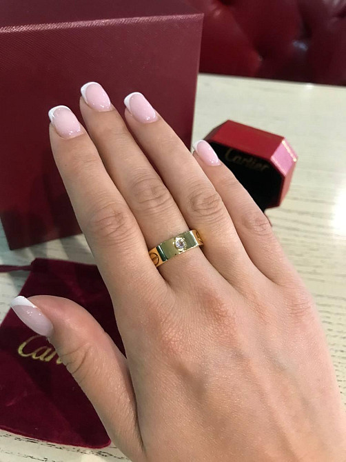 Cartier кольцо в лимонном золоте с крупными камнями / Картье кольцо LOVE лимонное золото камни Одесса - изображение 3
