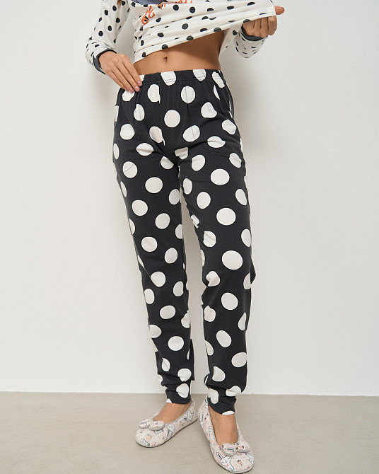 Женская пижама со штанами - Пингвин - в горошек - Family look мама/дочка Nicoletta 96717 M Киев - изображение 2